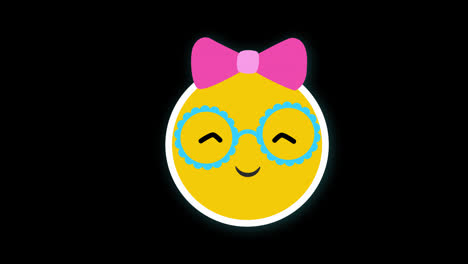 Niedliches-Schleifen-Emoji-Symbol,-Animationsvideo,-Transparenter-Hintergrund-Mit-Alphakanal
